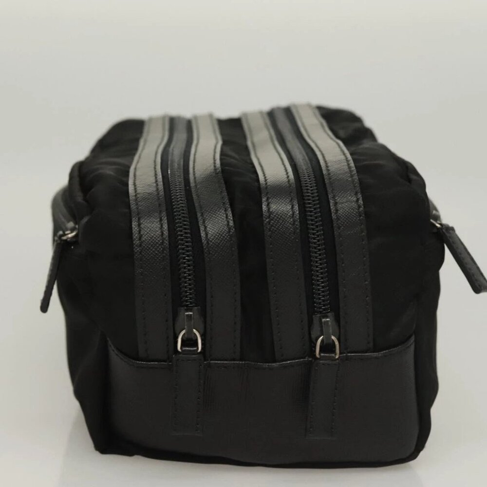 PRADA Clutch Bag Nylon Leather Black Silver Auth ki5843 - Picture 4 of 16